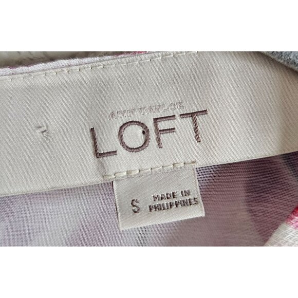 Loft Woman SZ S Linen Blend Blouse Sleeveless Keyhole Back Lined Floral Colorful - Picture 5 of 7